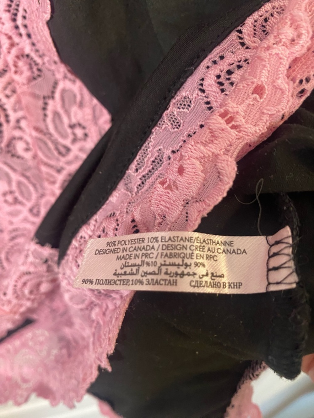 La Vie En Rose Chemise Black Pink Lace Trim Nightie Size Large Lingerie Stretchy - Picture 6 of 9